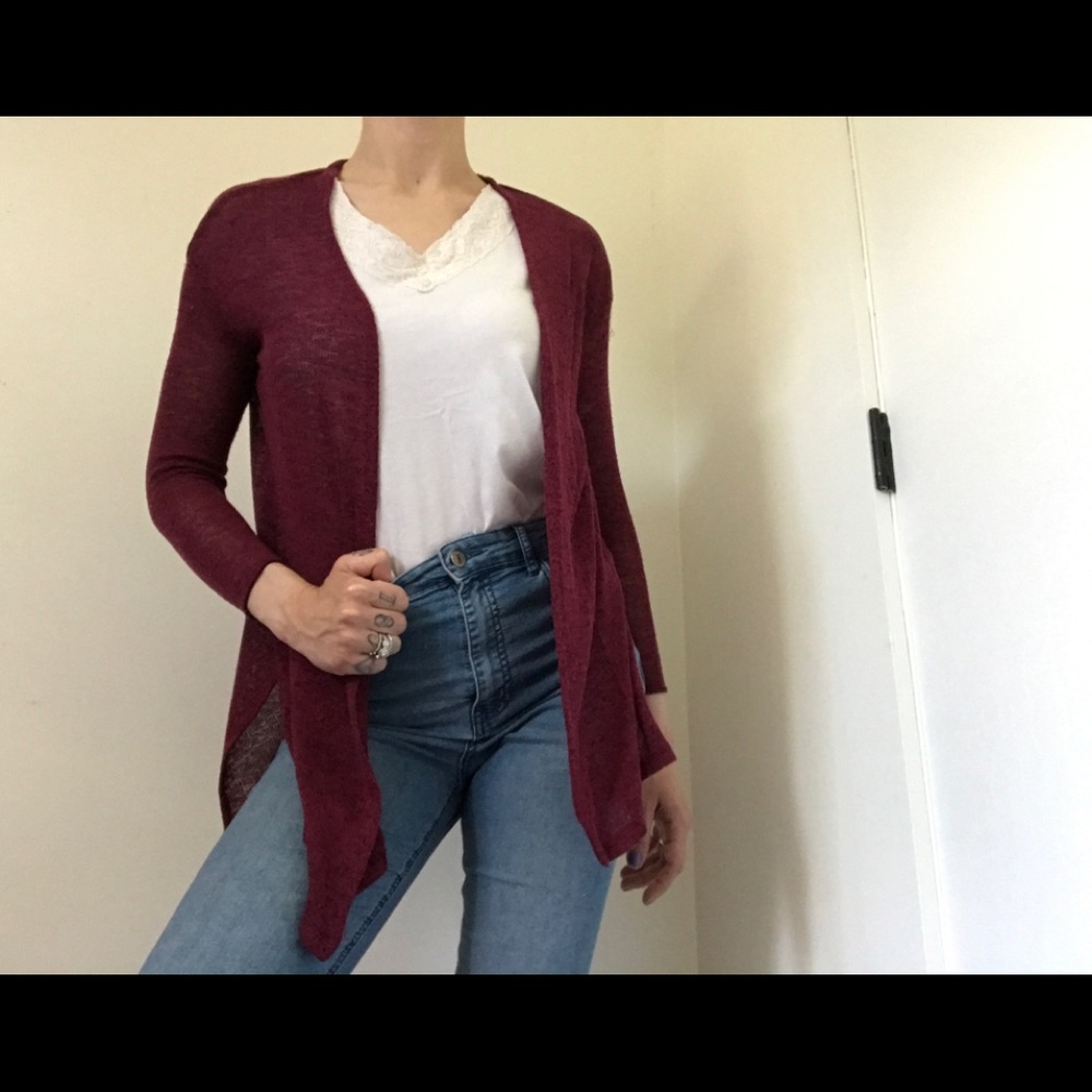 H&M Dark Maroon Loose-fit Cardigan - Picture 1 of 9